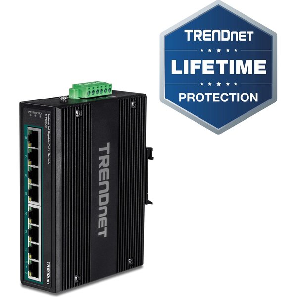 Trendnet 8-Prt Indl Gig Din-Rail Switch TI-PG80B
